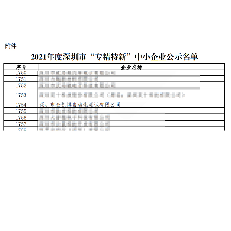 喜訊！金凱博自動化榮獲深圳市2021年度“專精特新”中小企業(yè)認定